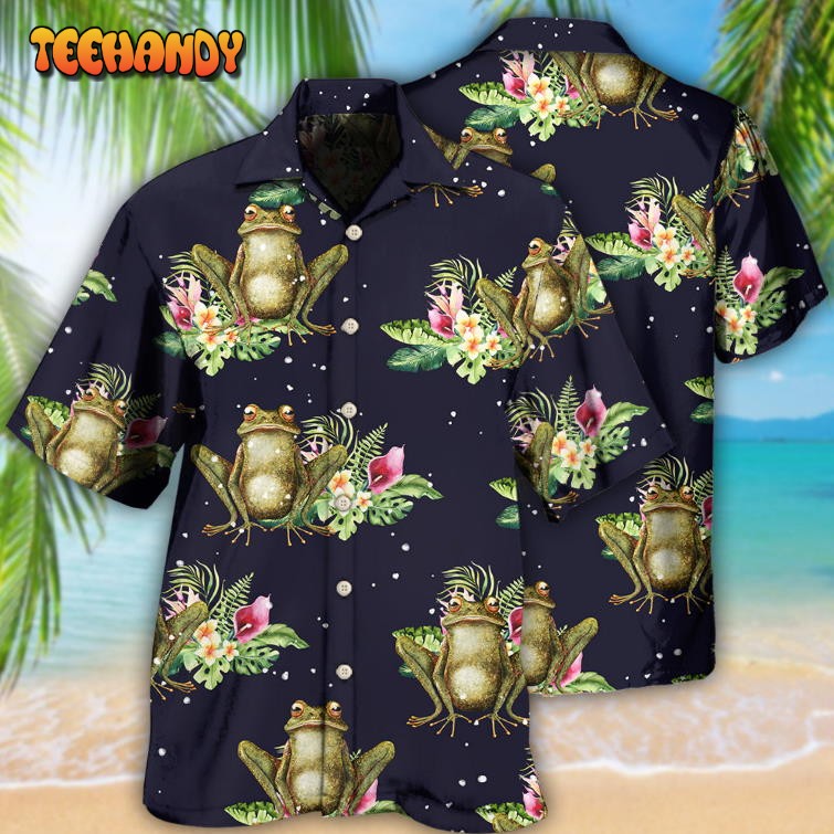 Frog Tropical Floral With Dark Background Hawaiian Shirt