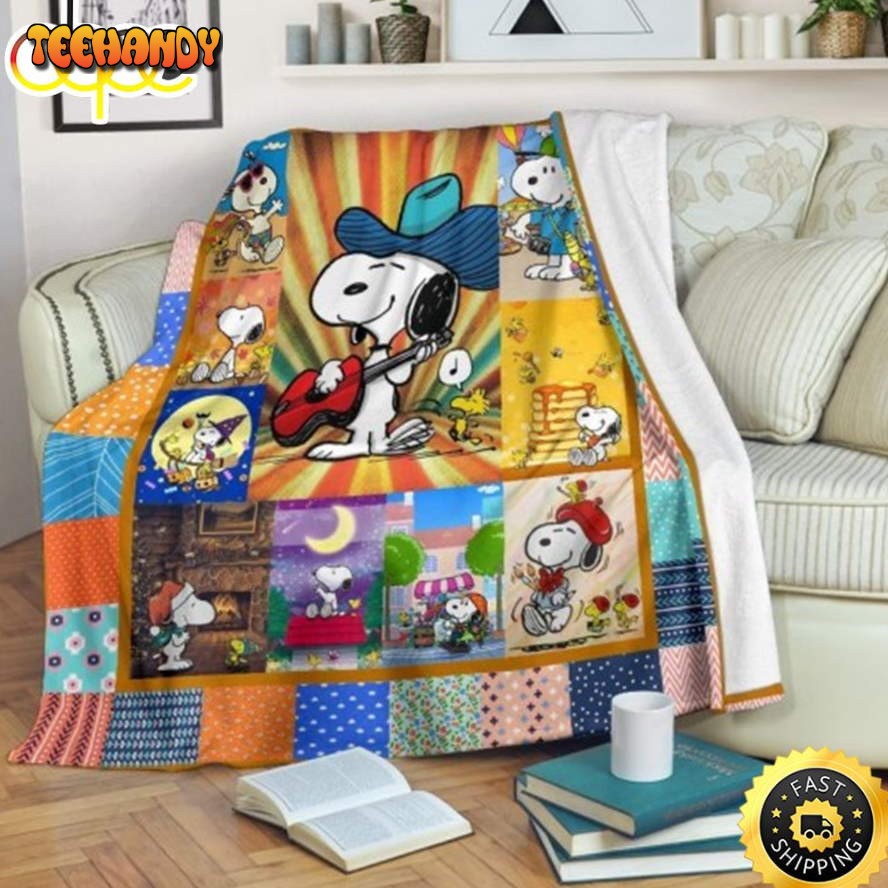 Funny Guitar Player Snoopy 3D The Peanuts Snoopy Dog Blanket