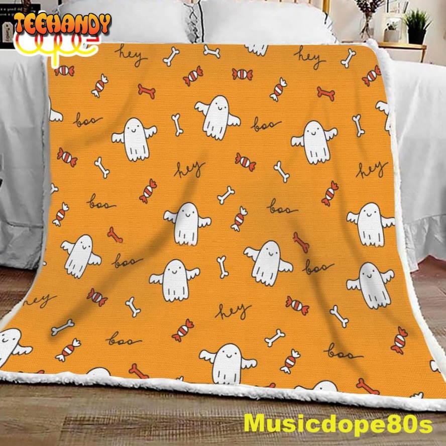 Ghosts Sweets Boo Halloween Sofa Fleece Throw Blanket  Halloween