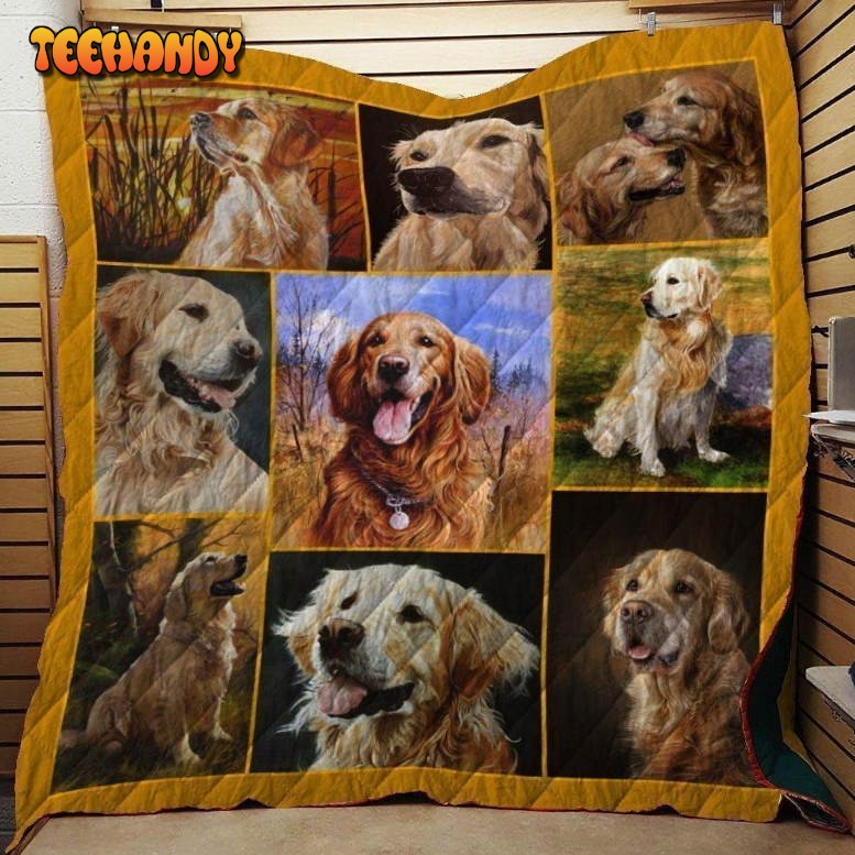 Golden Retriever Dog 3D Customized Quilt Blanket