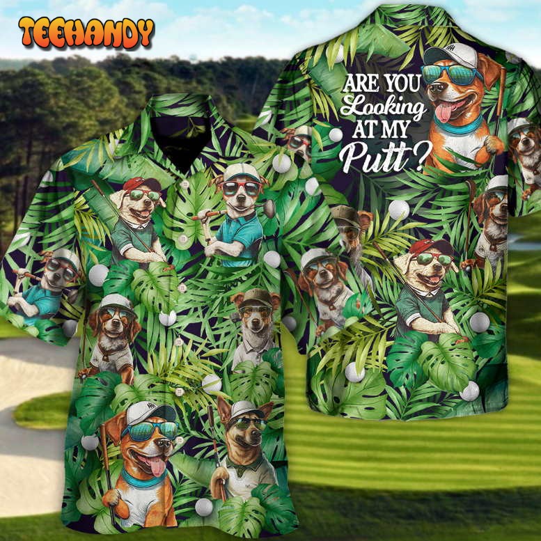 Golf Funny Dog Playing Golf Putt Tropical Golf Lover Hawaiian Shirt