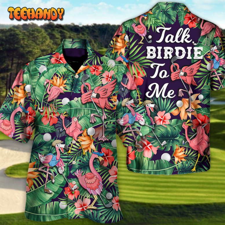 Golf Funny Flamingo Playing Golf Tropical Golf Lover Hawaiian Shirt