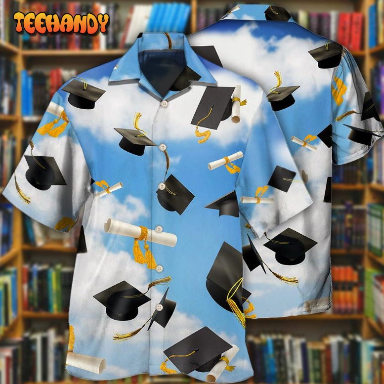 Graduation Paper Blue Sky Hawaiian Shirt