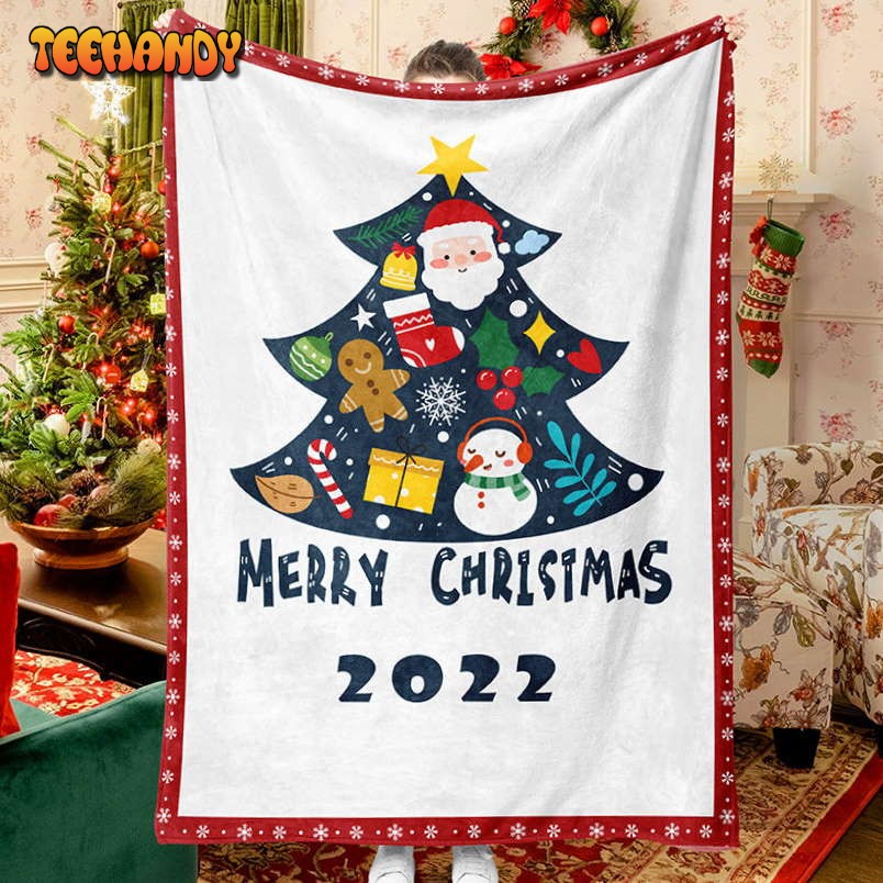 Green Christmas Tree Silhouette Celebration Blanket