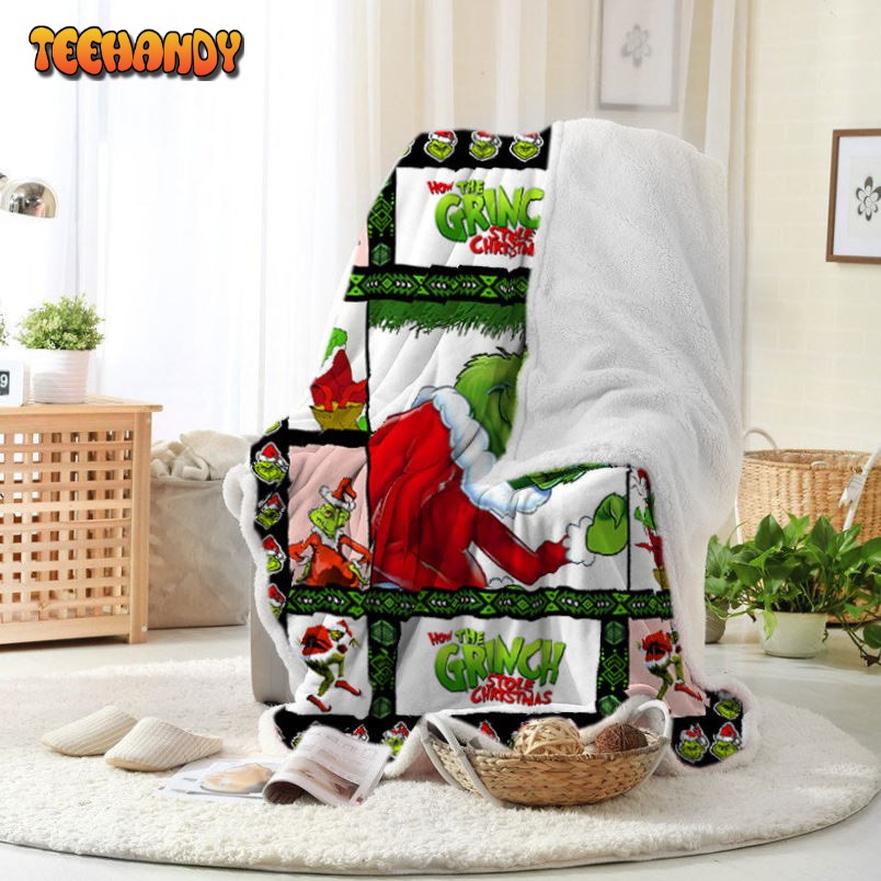 Grinch Face Grinch Lace Christmas Memorial Blanket Fleece Sherpa Blanket