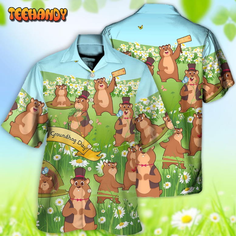 Groundhog Day Grass Flowers Hawaiian Shirt