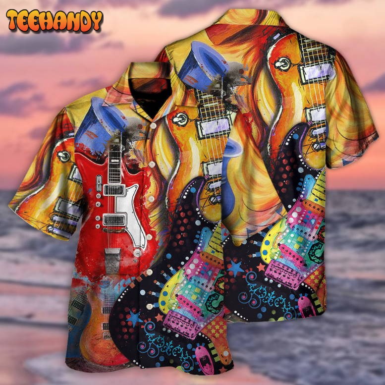 Guitar Galaxy Amazing Background Colorful Hawaiian Shirt