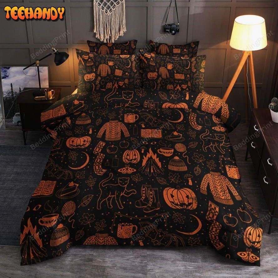 Halloween Black Cat Pumpkin Duvet Cover Bedding Sets