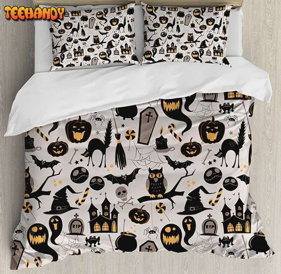 Halloween Cartoon Jack o’ Lantern Tombstone Skulls and Bones Bedding Sets