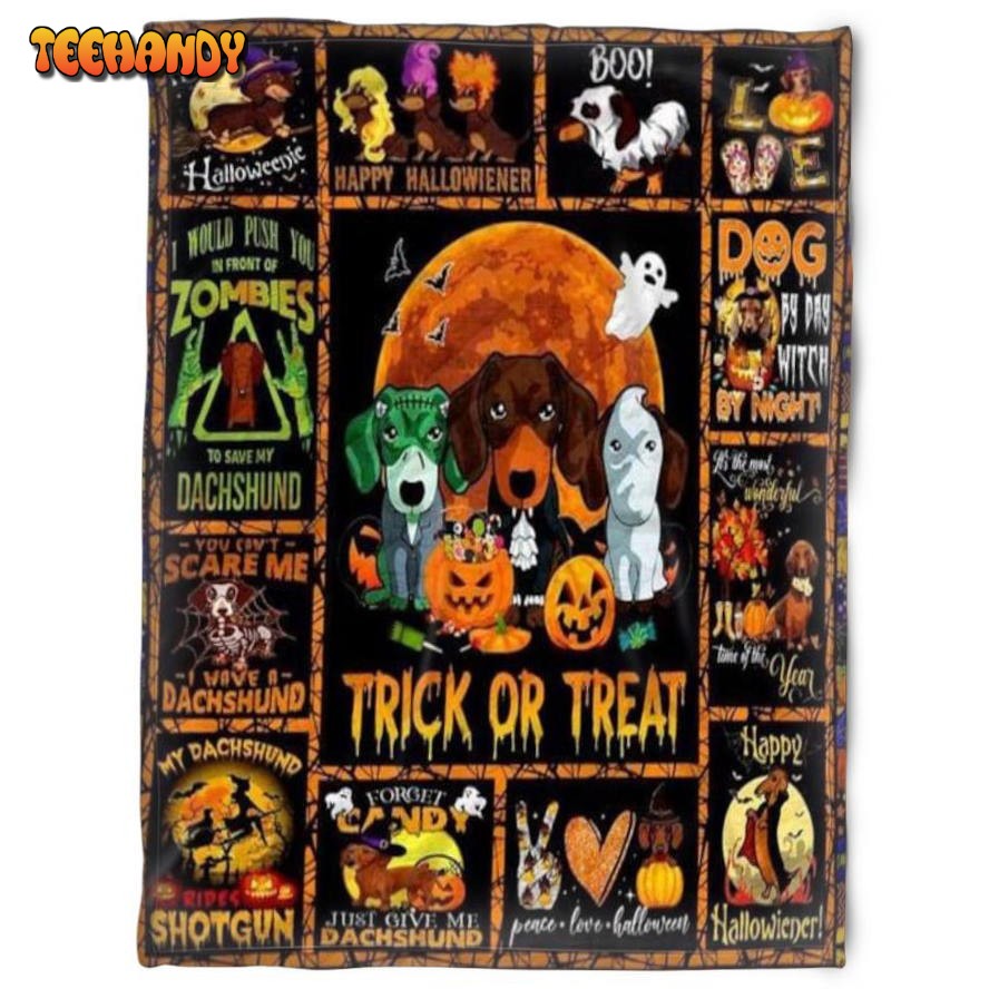 Halloween Dachshund Trick Or Treat Halloween Sherpa Blanket