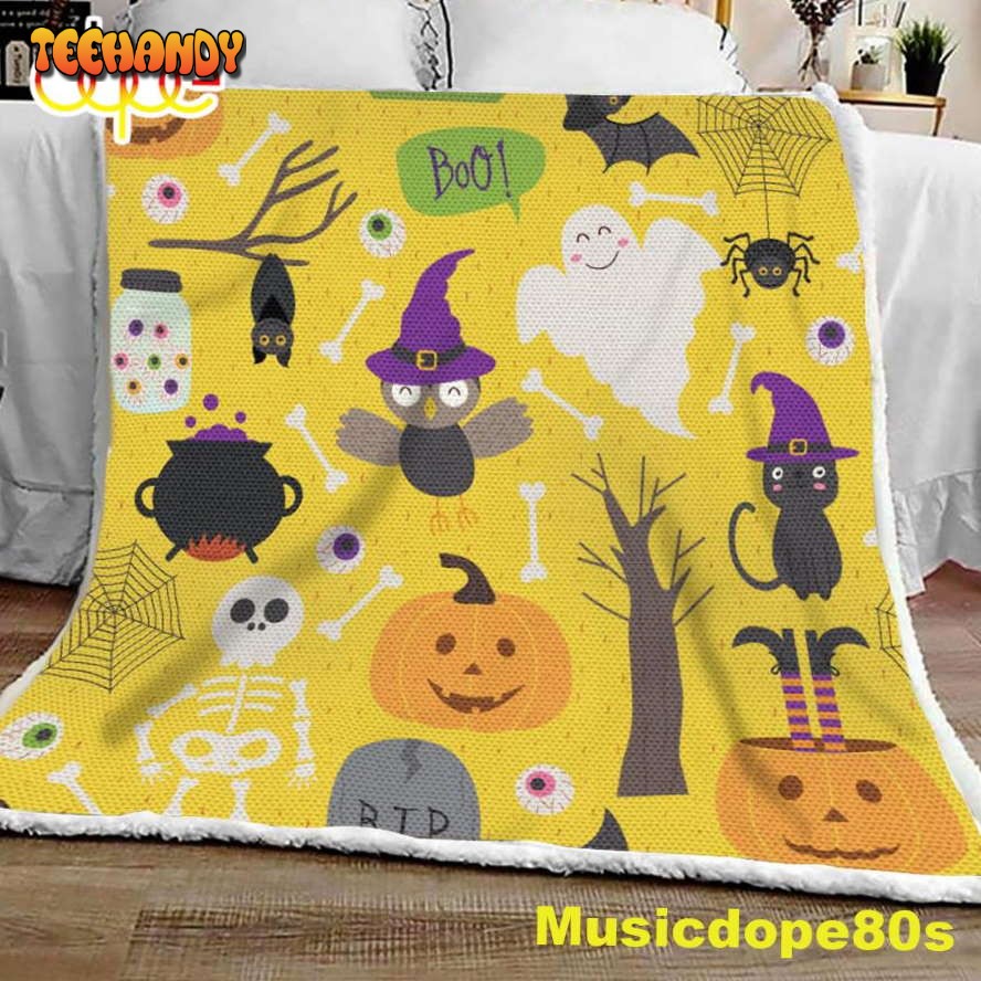 Halloween Elements Funny Halloween Sofa Fleece Throw Blanket