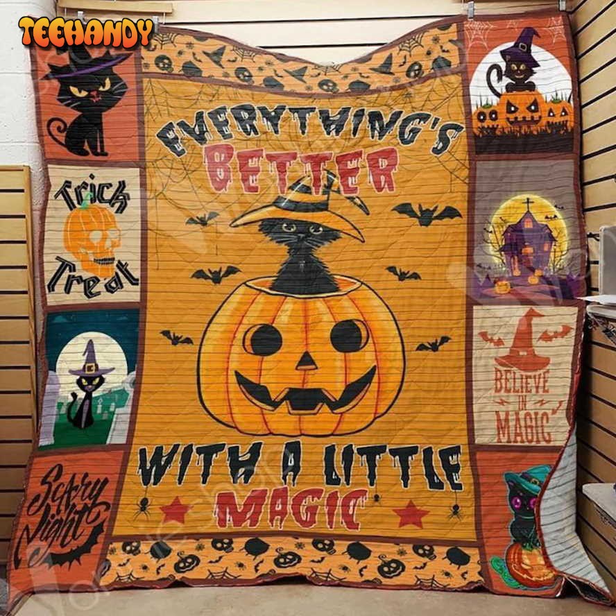 Halloween Everything’s Better With A Little Magic Sherpa Blanket Halloween