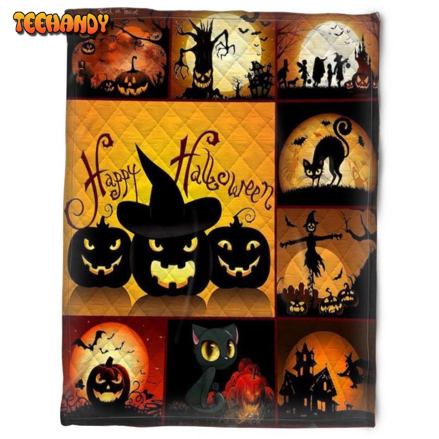 Halloween Happy Halloween Night Sherpa Blanket Halloween Adult Blanket