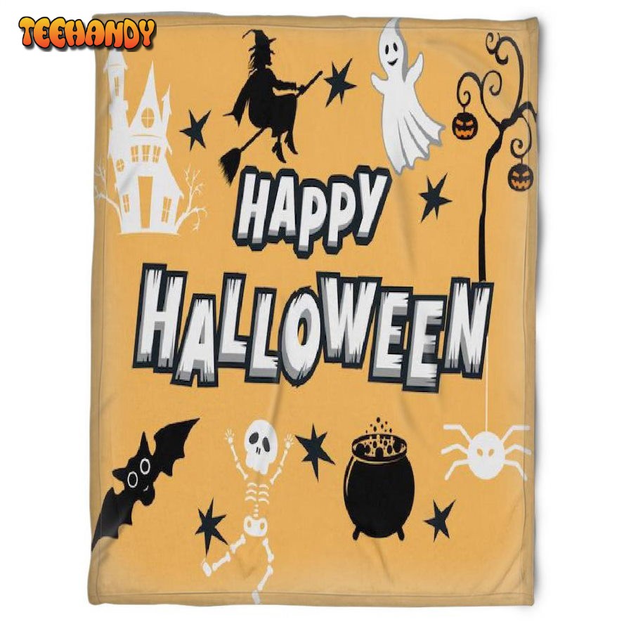 Halloween Happy Halloween Witch Sherpa Blanket Halloween Adult Blanket