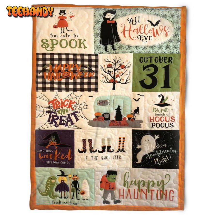 Halloween Happy Haunting All Hallows Eye Sherpa Blanket Halloween Blanket