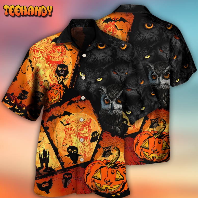 Halloween Owl Pumpkin Scary Hawaiian Shirt