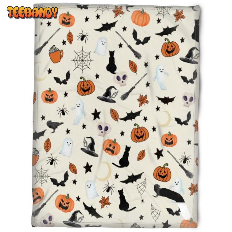 Halloween Pattern Witch Things Sherpa Blanket Halloween Adult Blanket