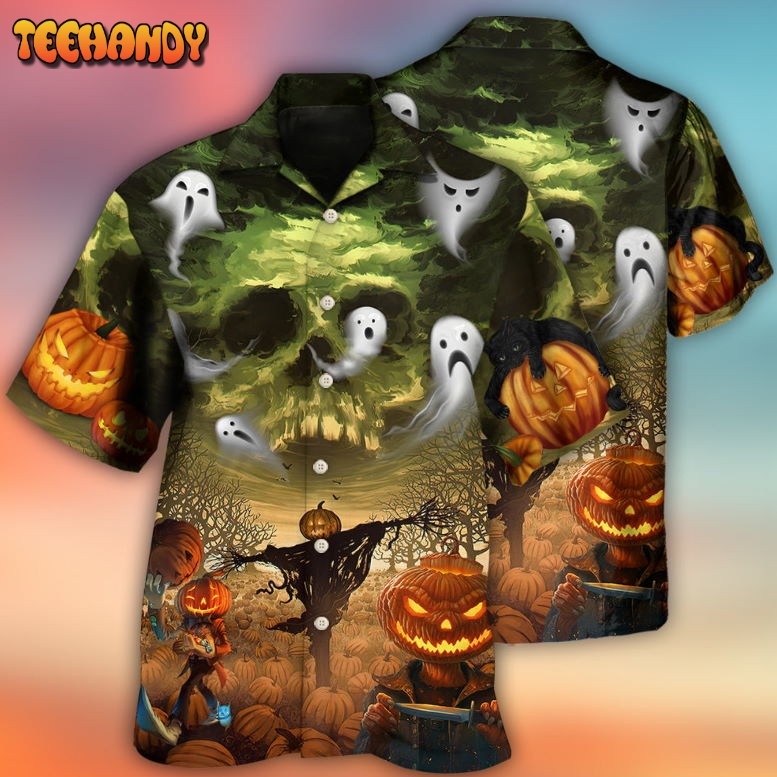 Halloween Pumpkin Crazy Ghost Style Hawaiian Shirt