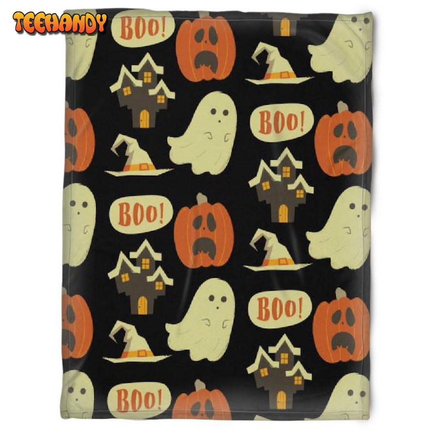 Halloween Sad Pumkins And Ghost Sherpa Blanket Halloween Adult Blanket