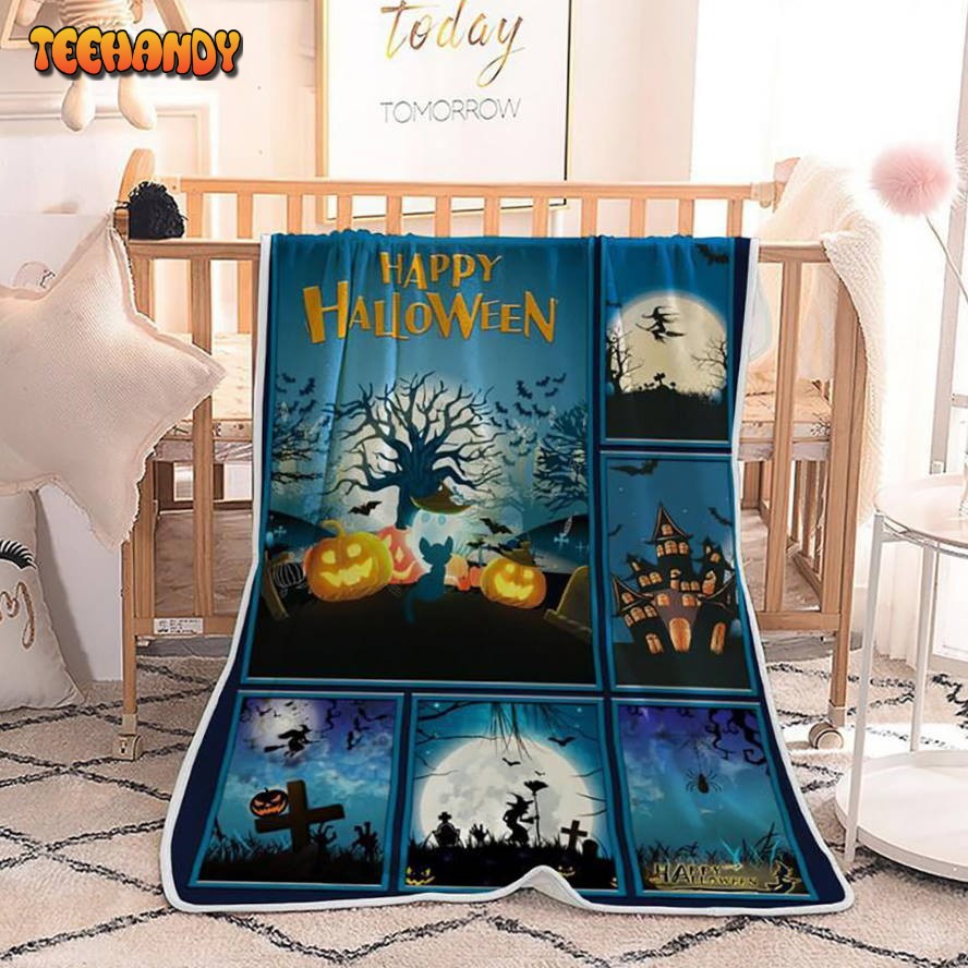 Halloween Scary Forest Sherpa Blanket Halloween Adult Blanket