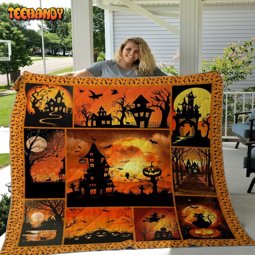 Halloween Sherpa Blanket – Halloween Throw – Pumpkin Halloween Gift