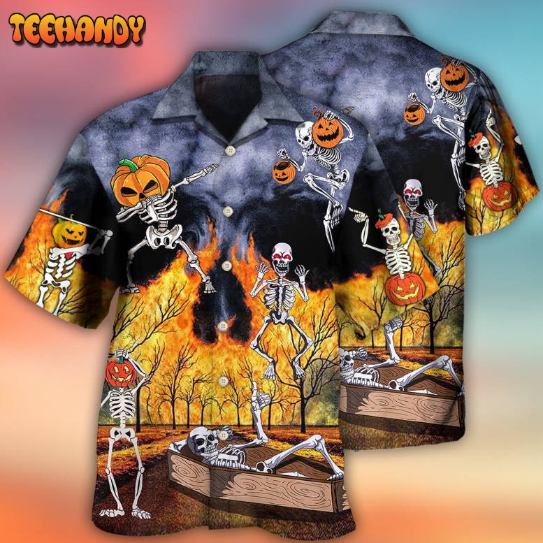 Halloween Skeleton Party Pumpkin Burning Scary Hawaiian Shirt