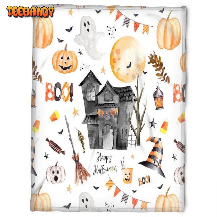 Halloween Spooky Night Sherpa Blanket Halloween Adult Blanket