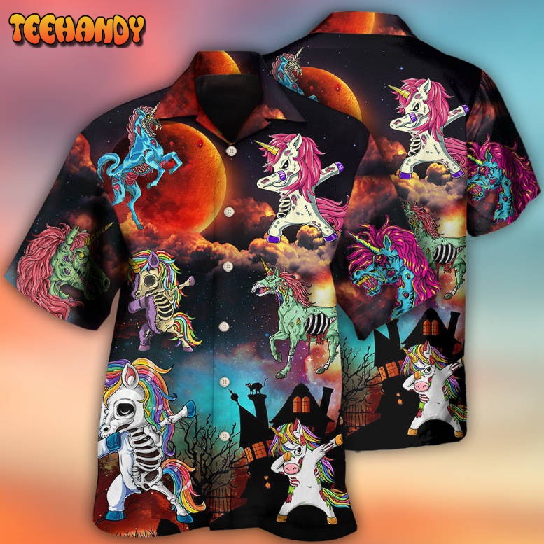 Halloween Zombie Unicorn Dabbing Hawaiian Shirt