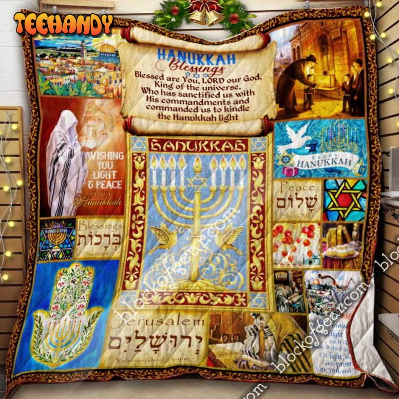 Hanukkah Blessings 3D Quilt Blanket