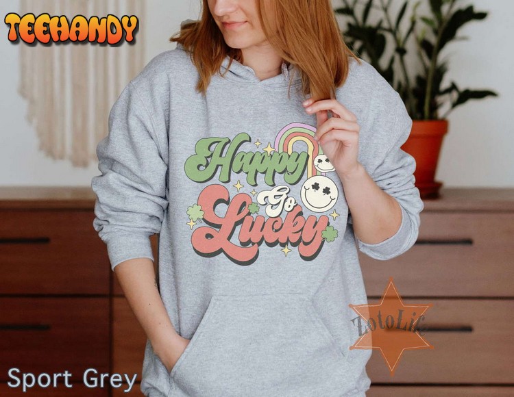 Happy Go Lucky Sweatshirt, Retro St Patrick’s Day Hoodie