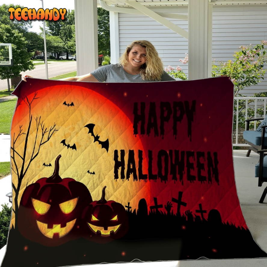 Happy Halloween Sherpa Blanket Pumpkin Throw Blanket Halloween Gift