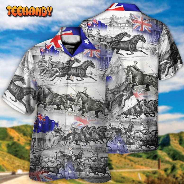 Harness Racing Horse Racing Australia Flag Hawaiian Shirt