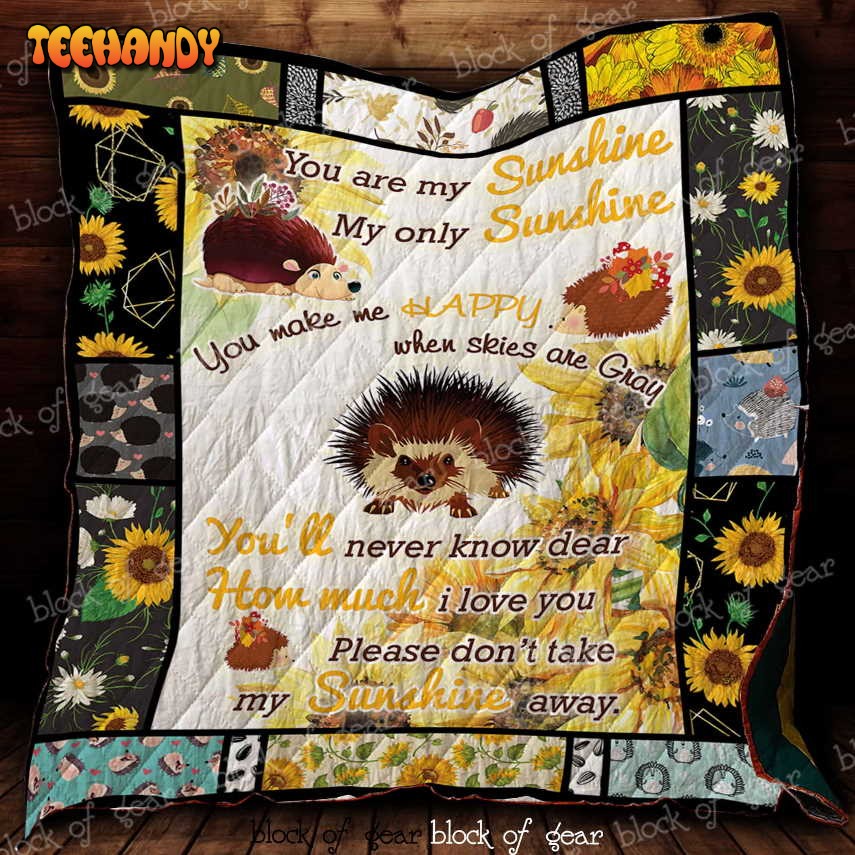 Hedgehog And Sunflower 3D Quilt Blanket