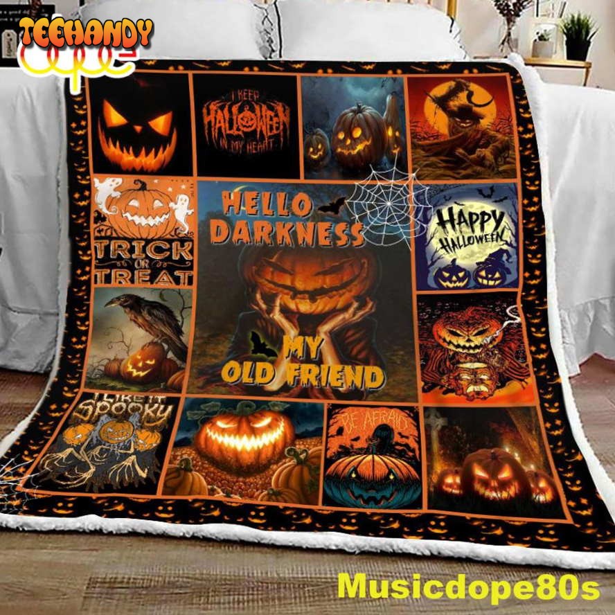 Hello Darkness Pumpkin Halloween Sofa Fleece Throw Blanket