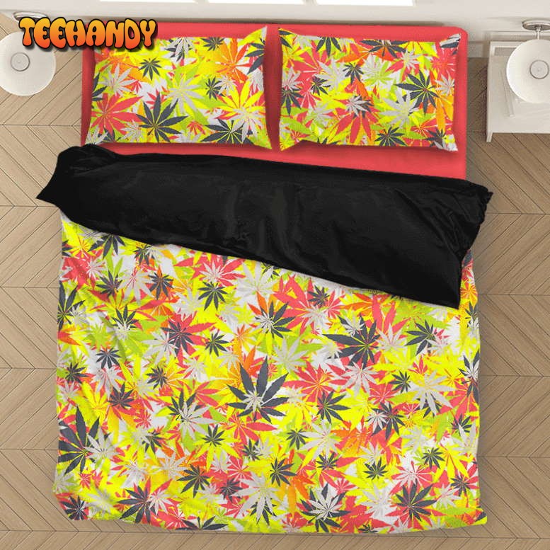 Hemp Marijuana Pattern Colorful All Over Print Bedding Set