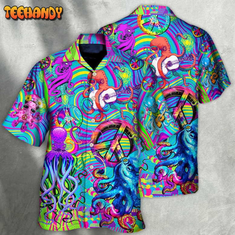 Hippie Funny Octopus Colorful Tie Dye Art Style Hawaiian Shirt