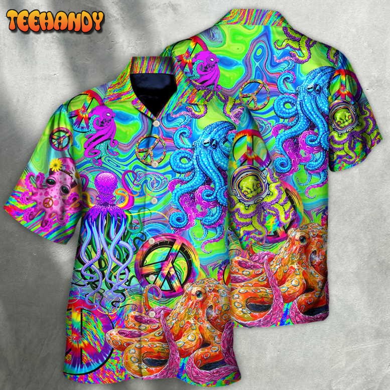 Hippie Funny Octopus Colorful Tie Dye Hawaiian Shirt