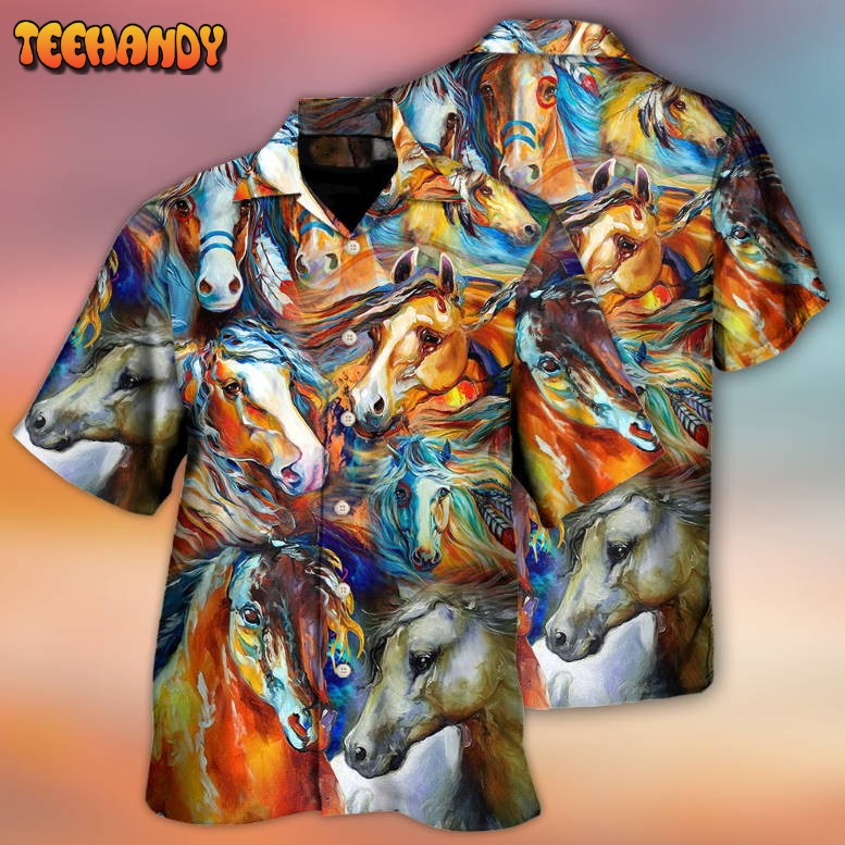 Horse Face Colorful Cool Art Style Hawaiian Shirt