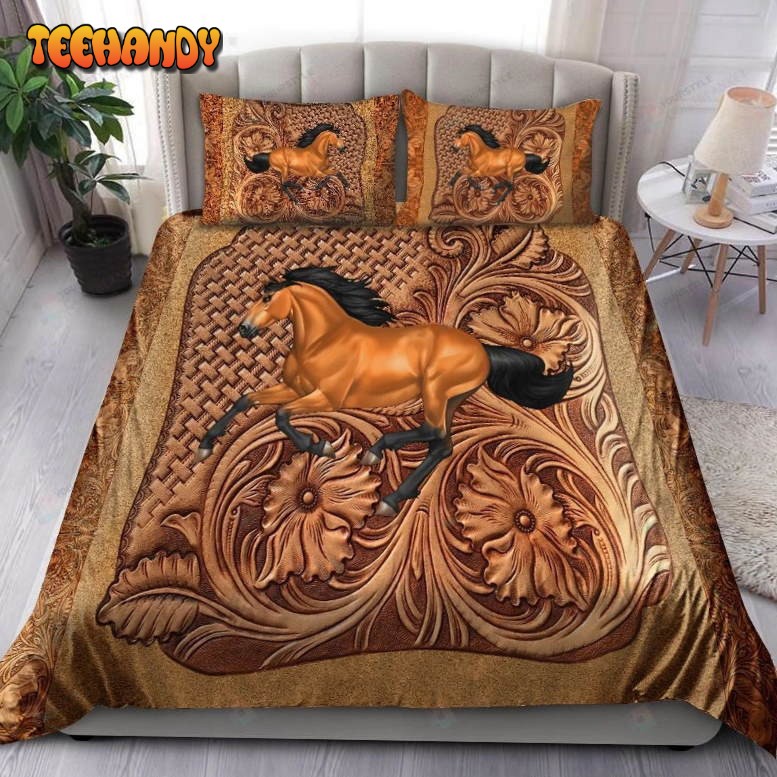 Horse Leather Embossed Bed Sheets Duvet Cover Bedding Sets