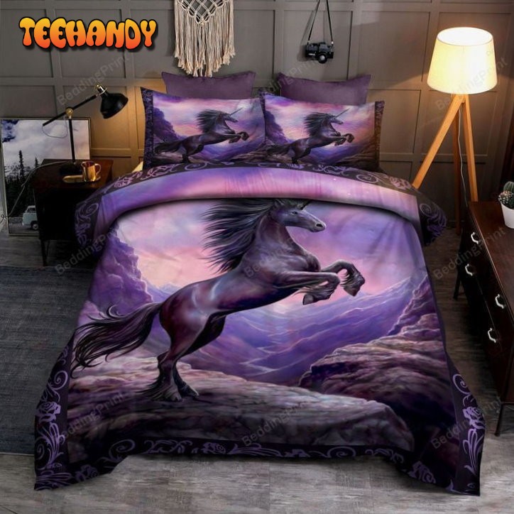 Horse Purple Art Bed Sheets Duvet Cover Bedding Sets