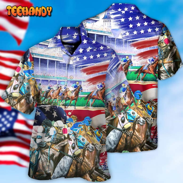 Horse USA Flag Horse Racing Amazing Seat Lover Hawaiian Shirt