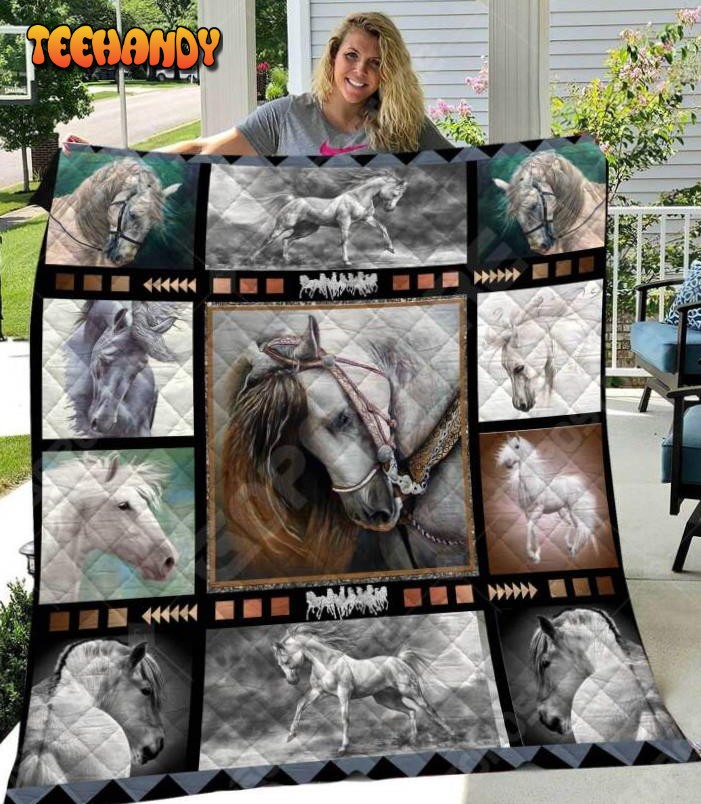 Horse White Art Like 3D Customized Quilt Blanket