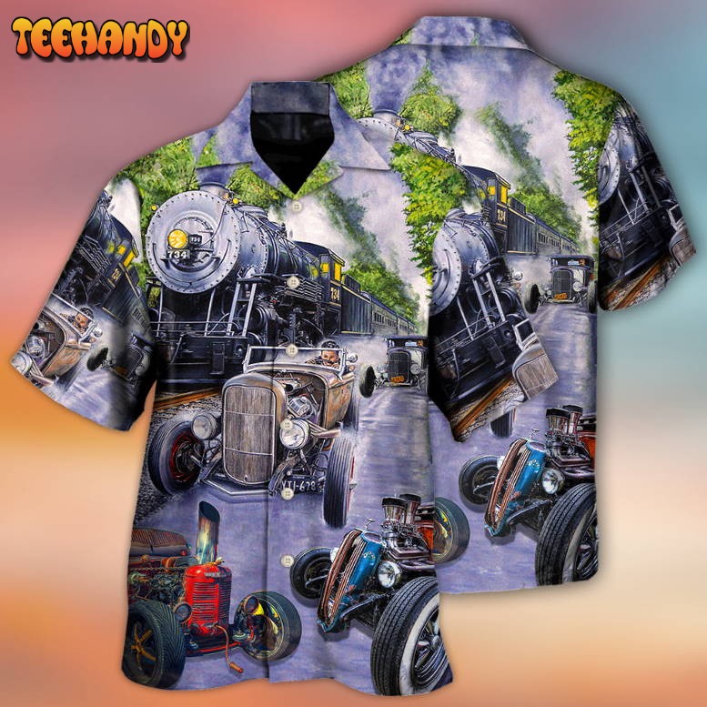 Hot Rod Racing Train Cool Art Style Hawaiian Shirt