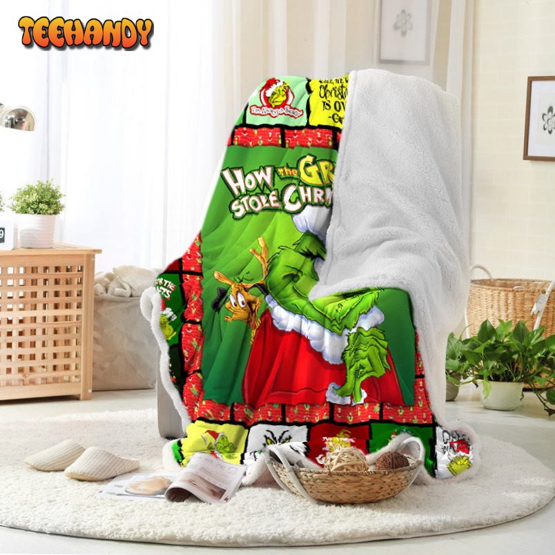 How The Grinch Stole Christmas Grinch Face Throw Blanket Fleece Sherpa