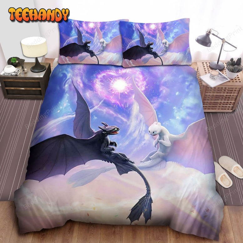 How To Train Your Dragon Toothless And Light Fury Flying Together Bedding Sets