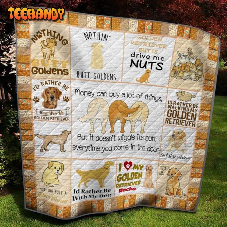 I Love My Golden Retriever Rocko 3D Customized Quilt Blanket