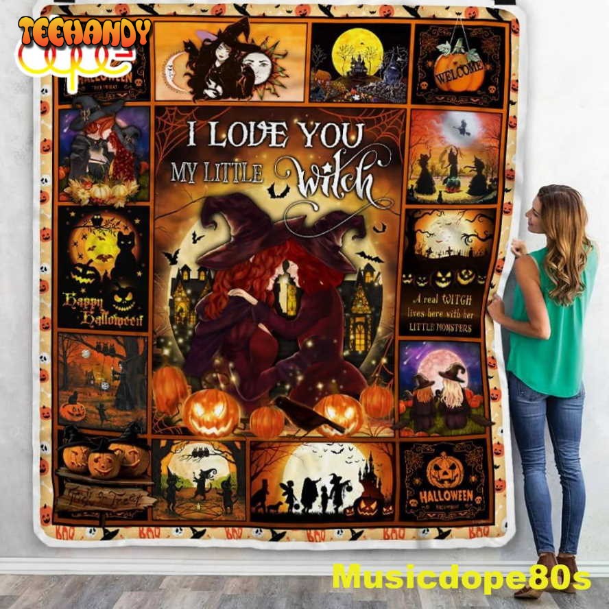 I Love You My Little Witch Daughter Halloween Sofa Fleece Throw Blanket