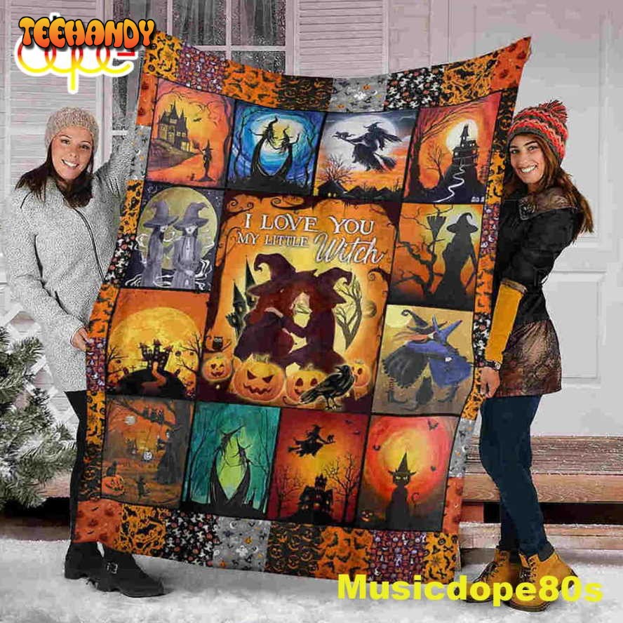 I Love You My Little Witch Halloween Sofa Fleece Throw Blanket