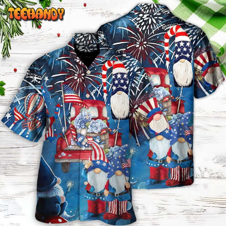 Independence Day Cute Three Trio Gnome 4th Of July Hawaiian Shirt