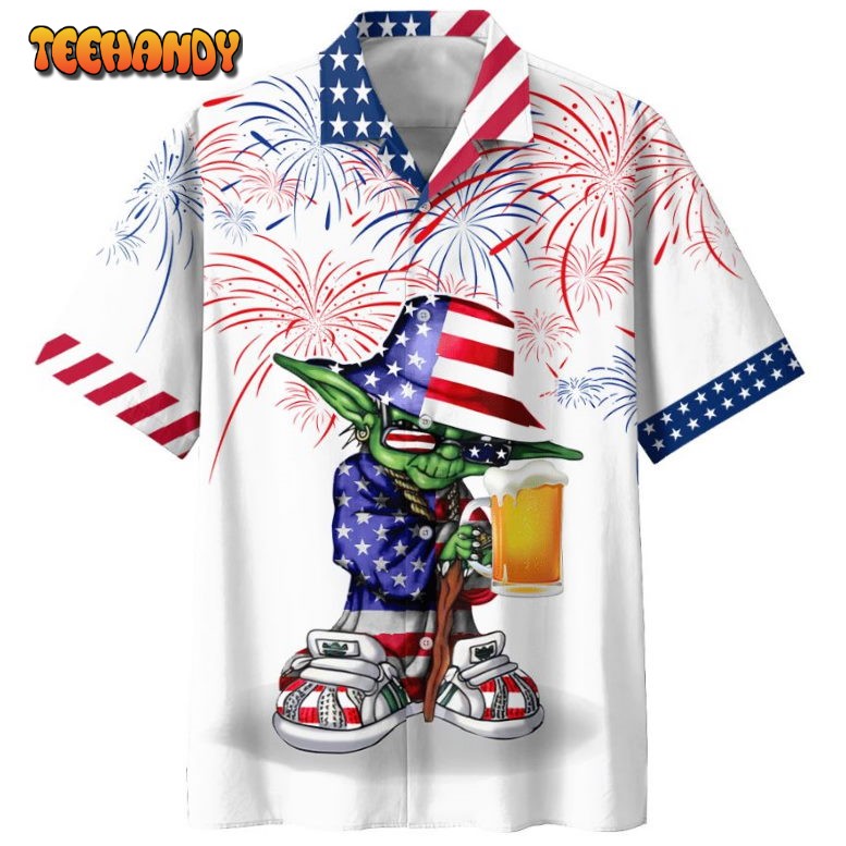 Independence Day SW Yoda With Beer Hawaiian Shirt